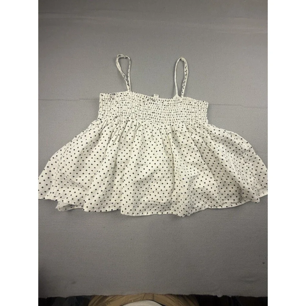 kate spade new york Polka Dot Smocked Square Neck Cami TankWomen's S Linen Rayon